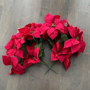 Faux Red Poinsettias, Floral Holiday Real Feel Greenery, Christmas Decor Festive